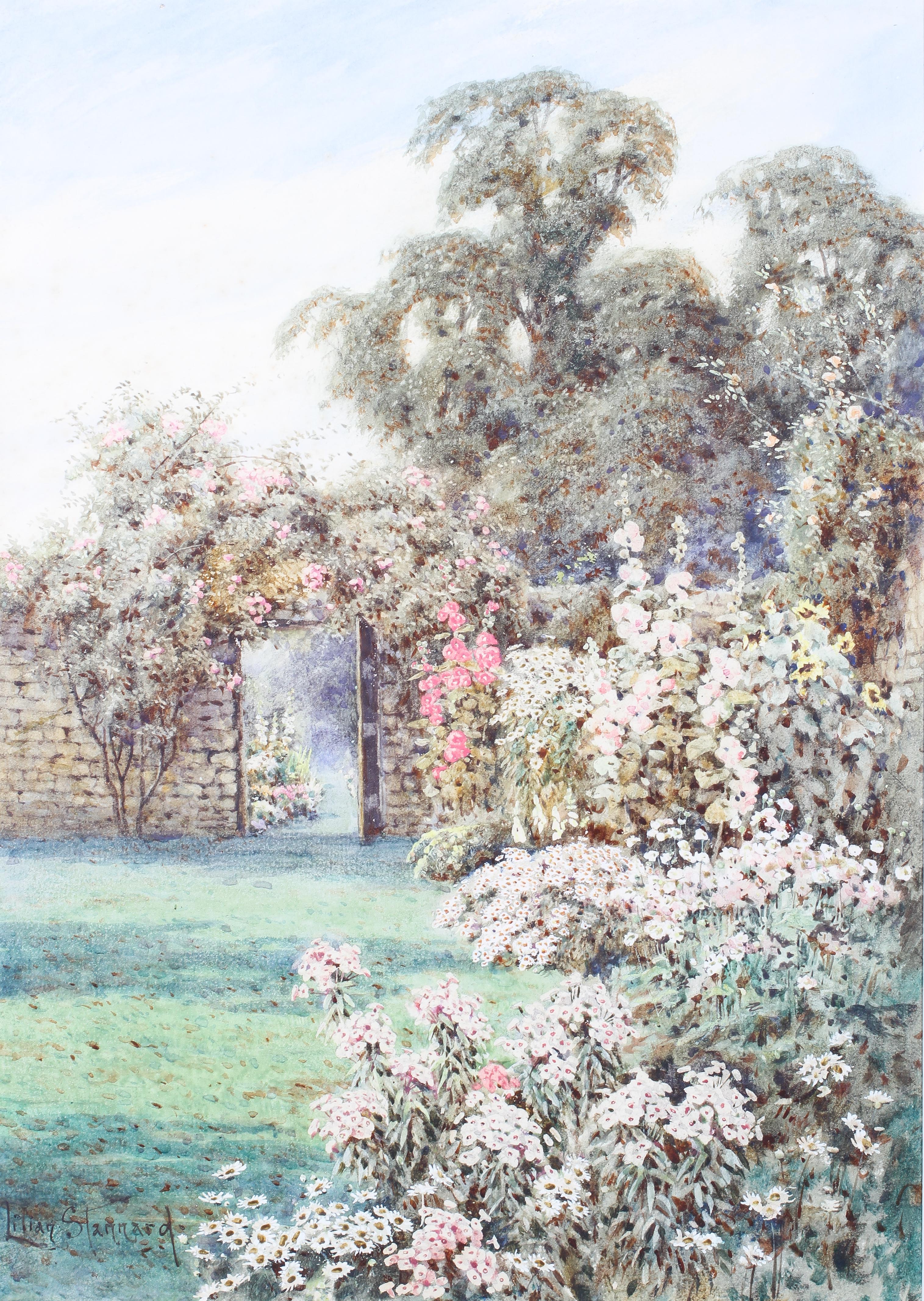 Lilian Stannard (1877-1944), Walled Flower Garden, watercolour, signed lower left, framed,