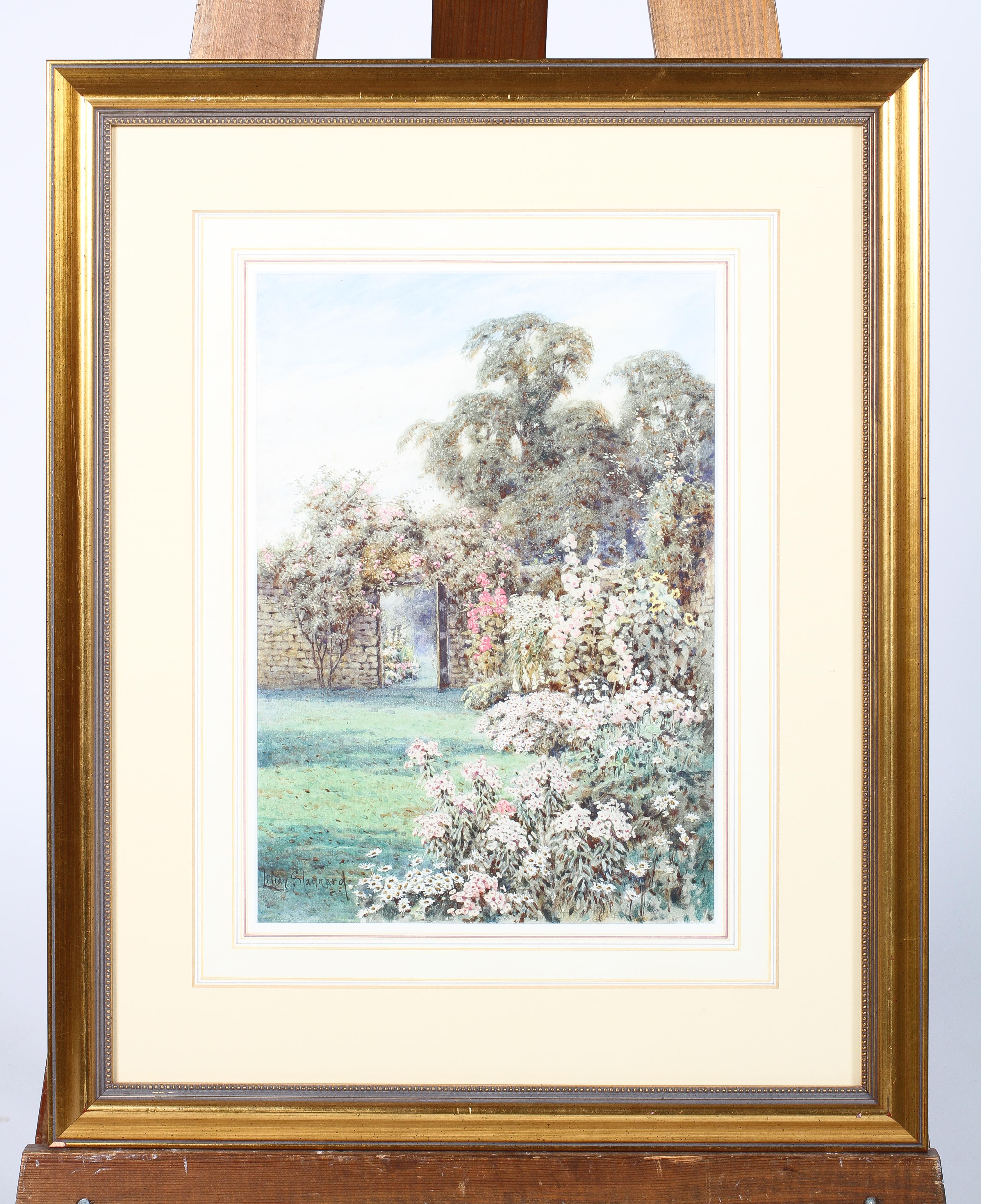 Lilian Stannard (1877-1944), Walled Flower Garden, watercolour, signed lower left, framed, - Image 2 of 4