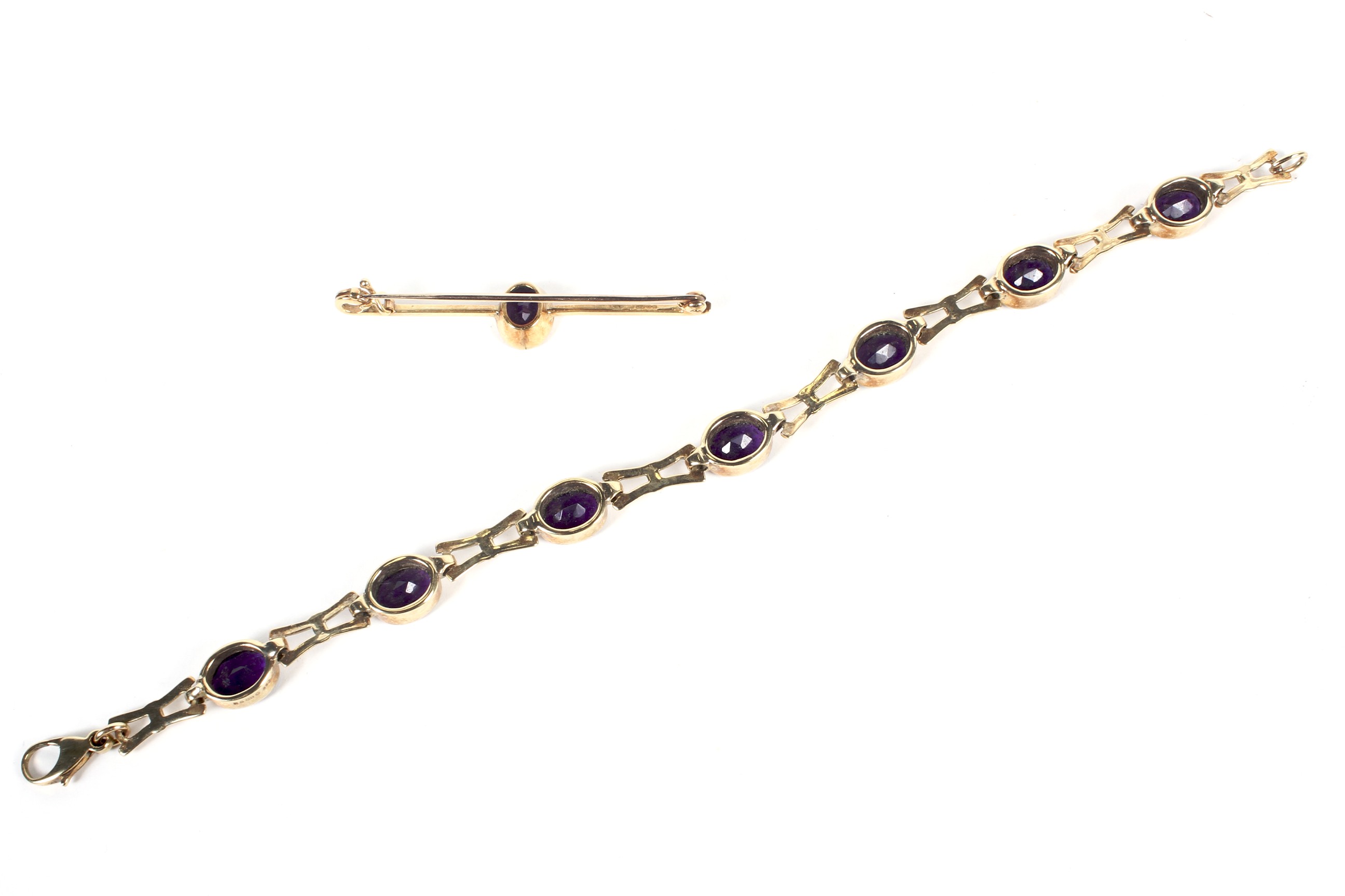 A 9ct gold and amethyst mounted bracelet, - Image 2 of 3
