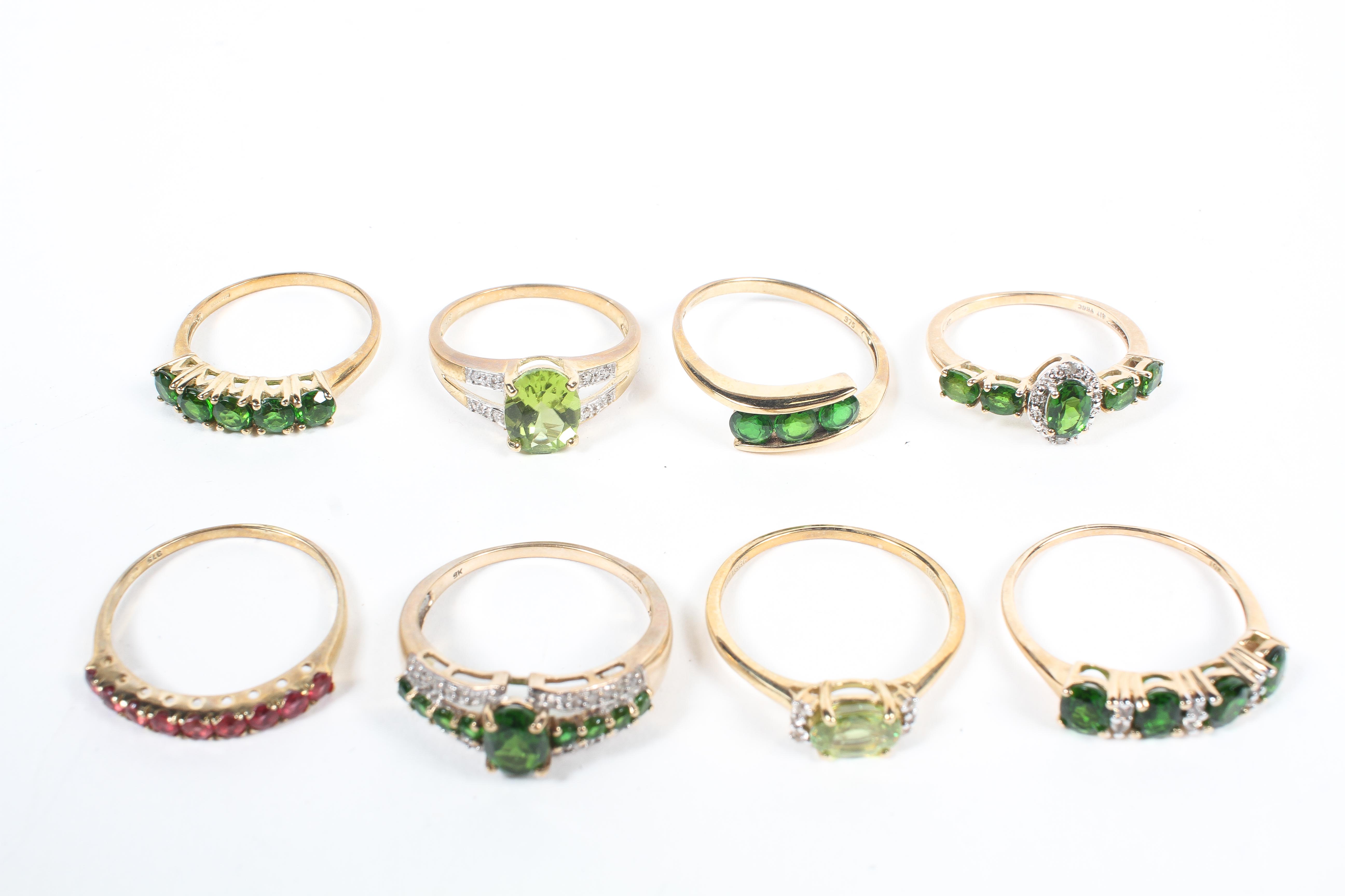 A collection of eight gemstone set dress rings, - Image 2 of 4