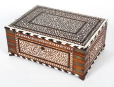 An Anglo Indian ivory inlaid and brass bound box,