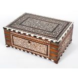 An Anglo Indian ivory inlaid and brass bound box,