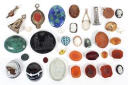 A large selection of 19th century intaglios and stone seals, various stones and sizes,