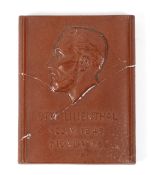 A World War II Meissen Bottger red stoneware commemorative portrait plaque of Otto Lilienthal (23.