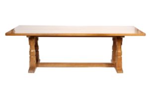 Robert Mouseman Thompson workshop, an 8' (eight foot) oak refectory dining table,