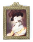 VH Alle,bust length portrait miniature of Mrs Siddons, after Thomas Gainsborough,signed lower right,