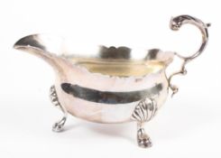 A silver sauce boat, hallmarked London, 1929, maker's marks for Mappin & Webb Ltd,