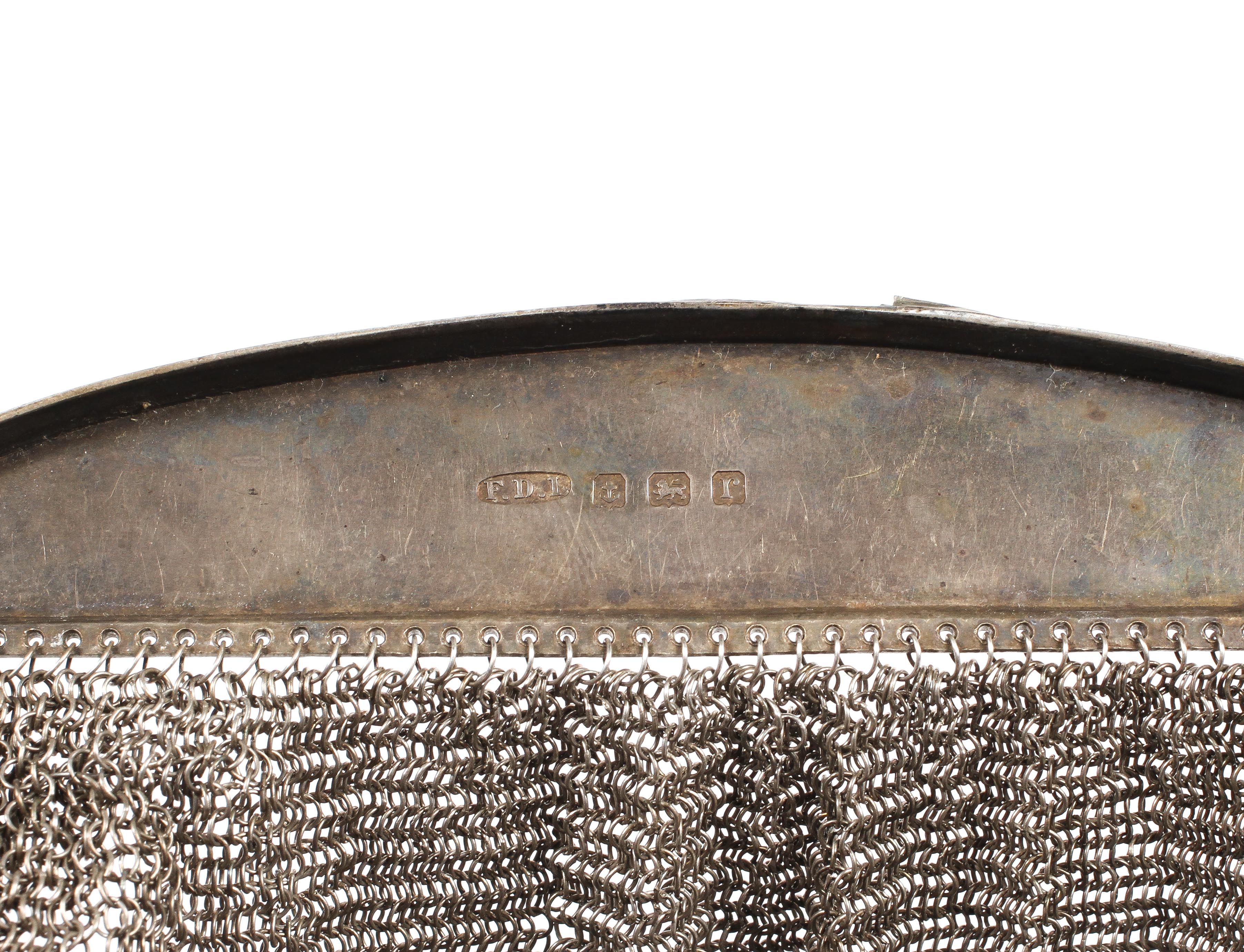 A silver and mesh ladies purse, hallmarked Birmingham, 1916, maker's marks for F.D. - Image 2 of 2