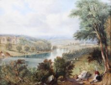 Henry G Gastmeur (possibly), View near Barnard Castle, watercolour,