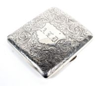 An Edwardian silver cigarette case by Henry Matthews, hallmarked Birmingham 1902,