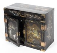 A Japanese black lacquered and inlaid table cabinet, 19th century,