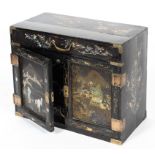 A Japanese black lacquered and inlaid table cabinet, 19th century,