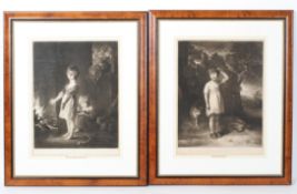 A pair of framed 19th century mezzotints,