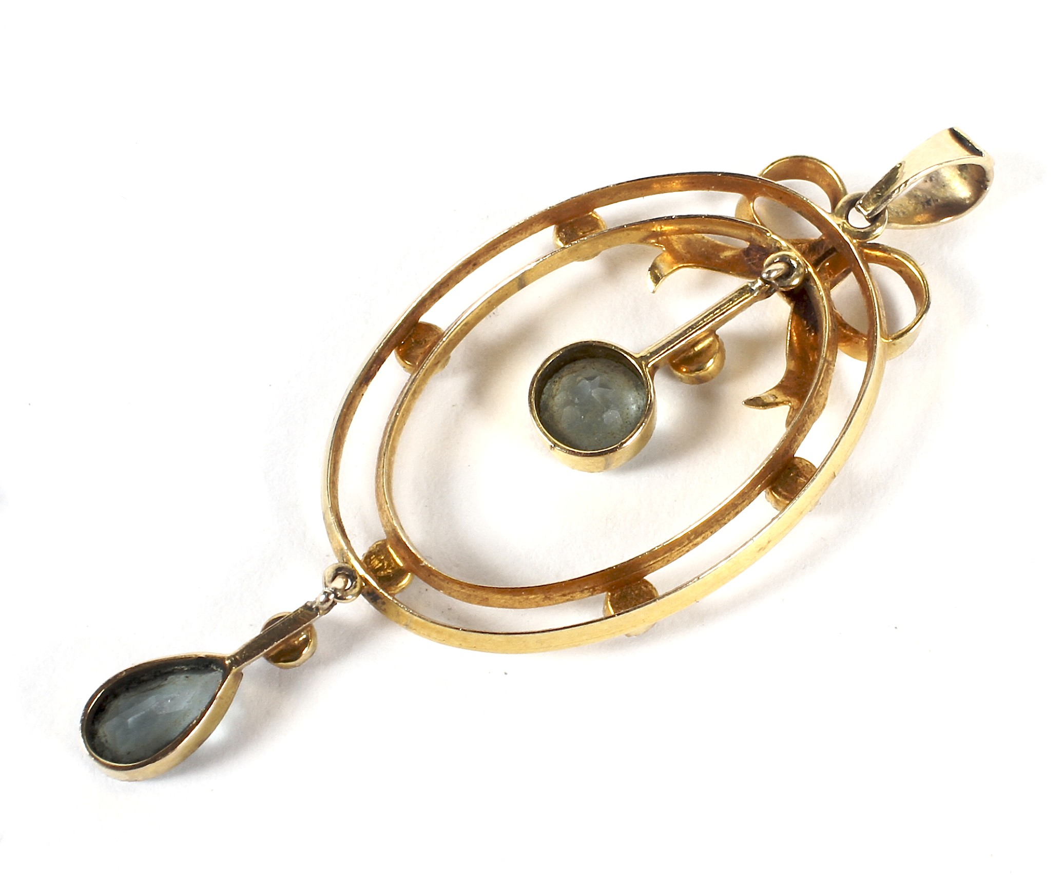 An Edwardian 9ct gold pendant, open oval design with a bow, - Image 2 of 3