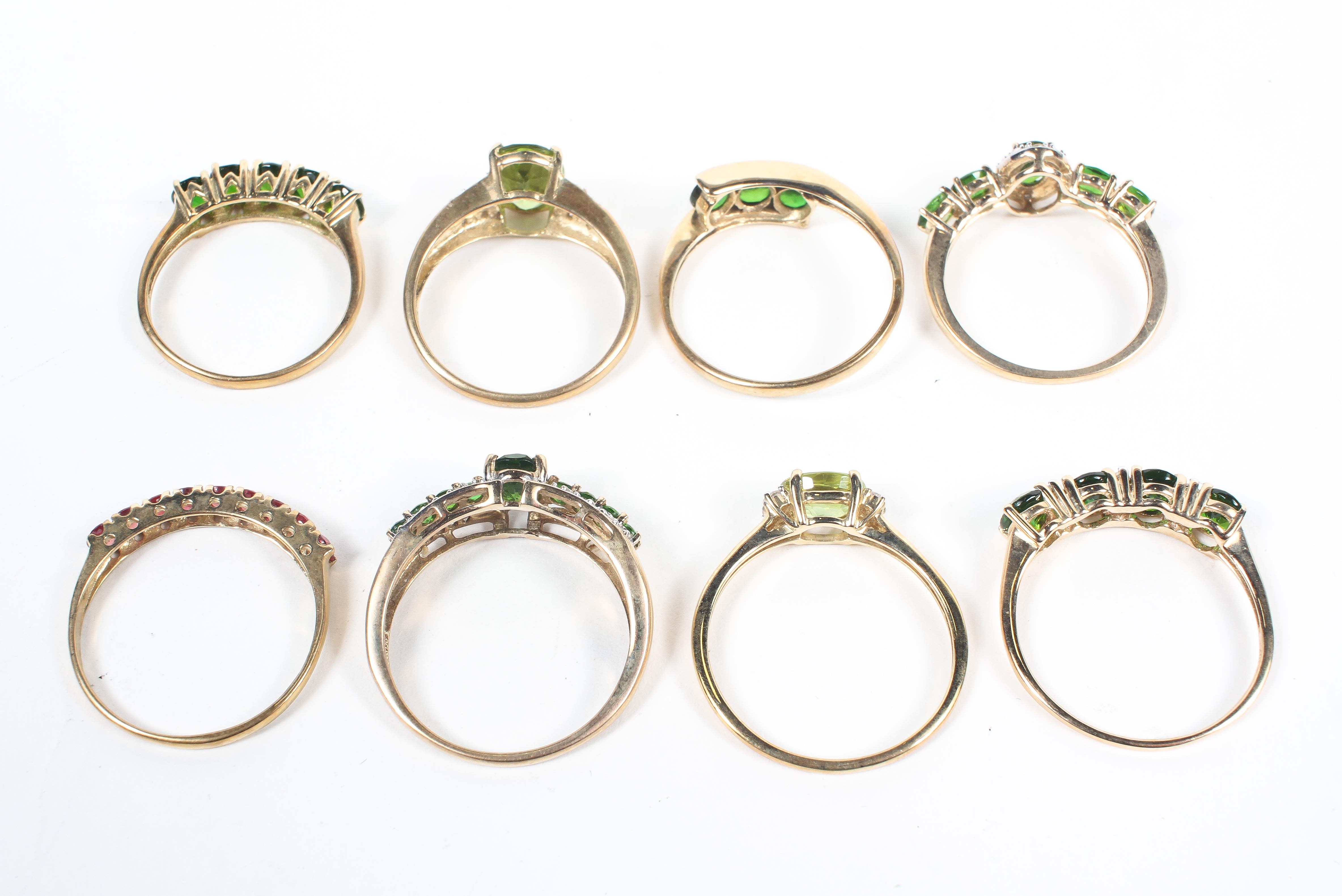 A collection of eight gemstone set dress rings, - Image 3 of 4