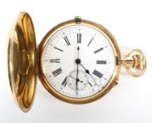 A French 18ct gold full hunter pocket watch,