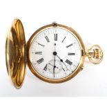 A French 18ct gold full hunter pocket watch,