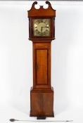 A oak and walnut cased longcase clock, the 10 1/2" brass dial inscribed Thos Shepherd, Wotton,