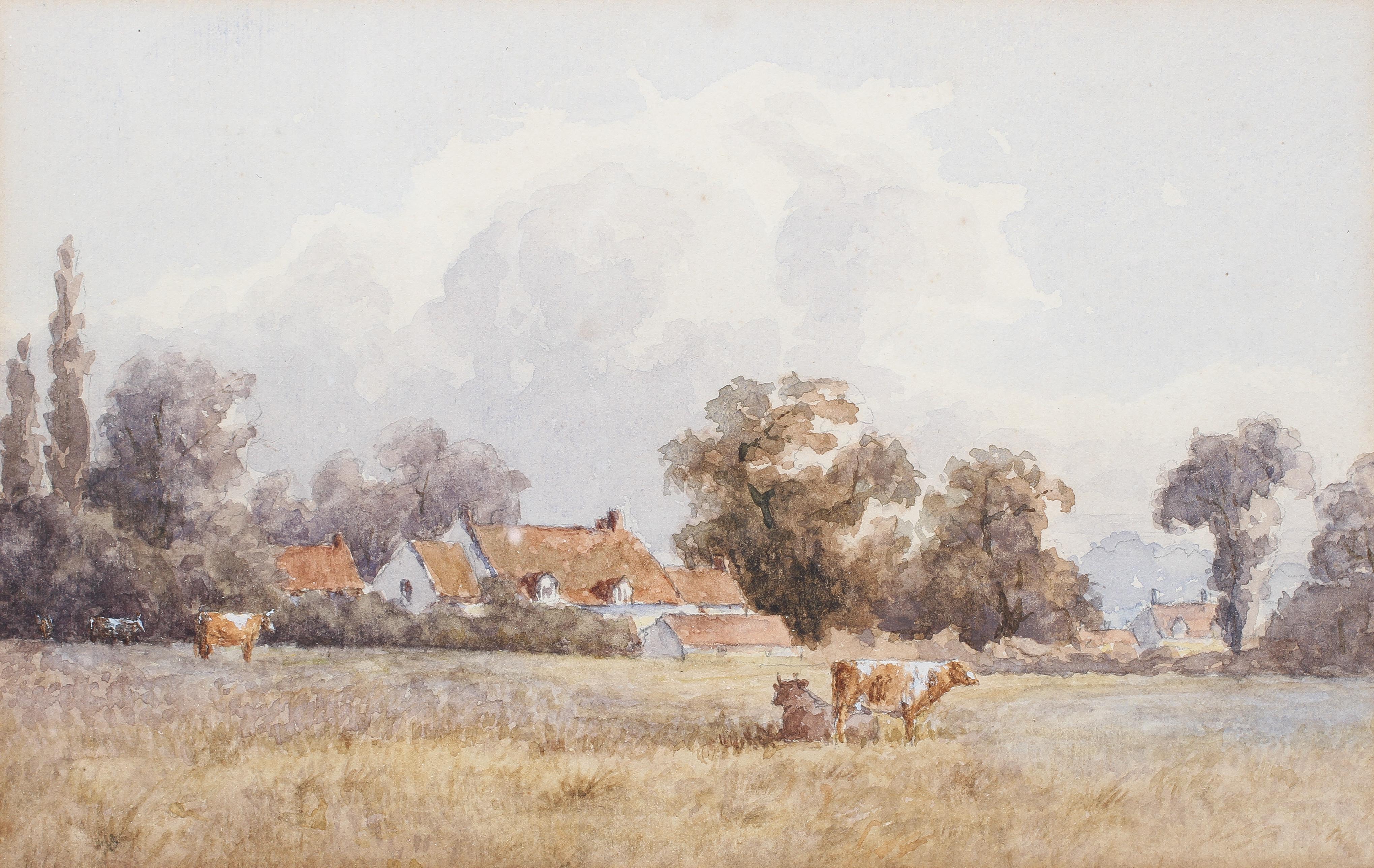 20th century school, Cattle in a Landscape, watercolour, 14.