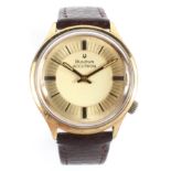 A Bulova Accutron vintage gents wristwatch, the two tone dial with batons denoting hours,