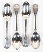 A set of four late Victorian silver Kings pattern table spoons,