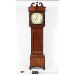 An oak longcase clock, the 11 1/2" painted dial with subsidiary seconds dial and date aperture,