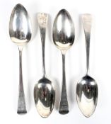 Four Georgian silver table spoons by Richard Crossley, hallmarked London 1802,