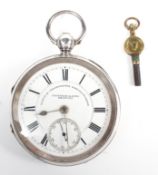 A Fattorini and Sons, Bradford, silver open faced, key wind chronometer,