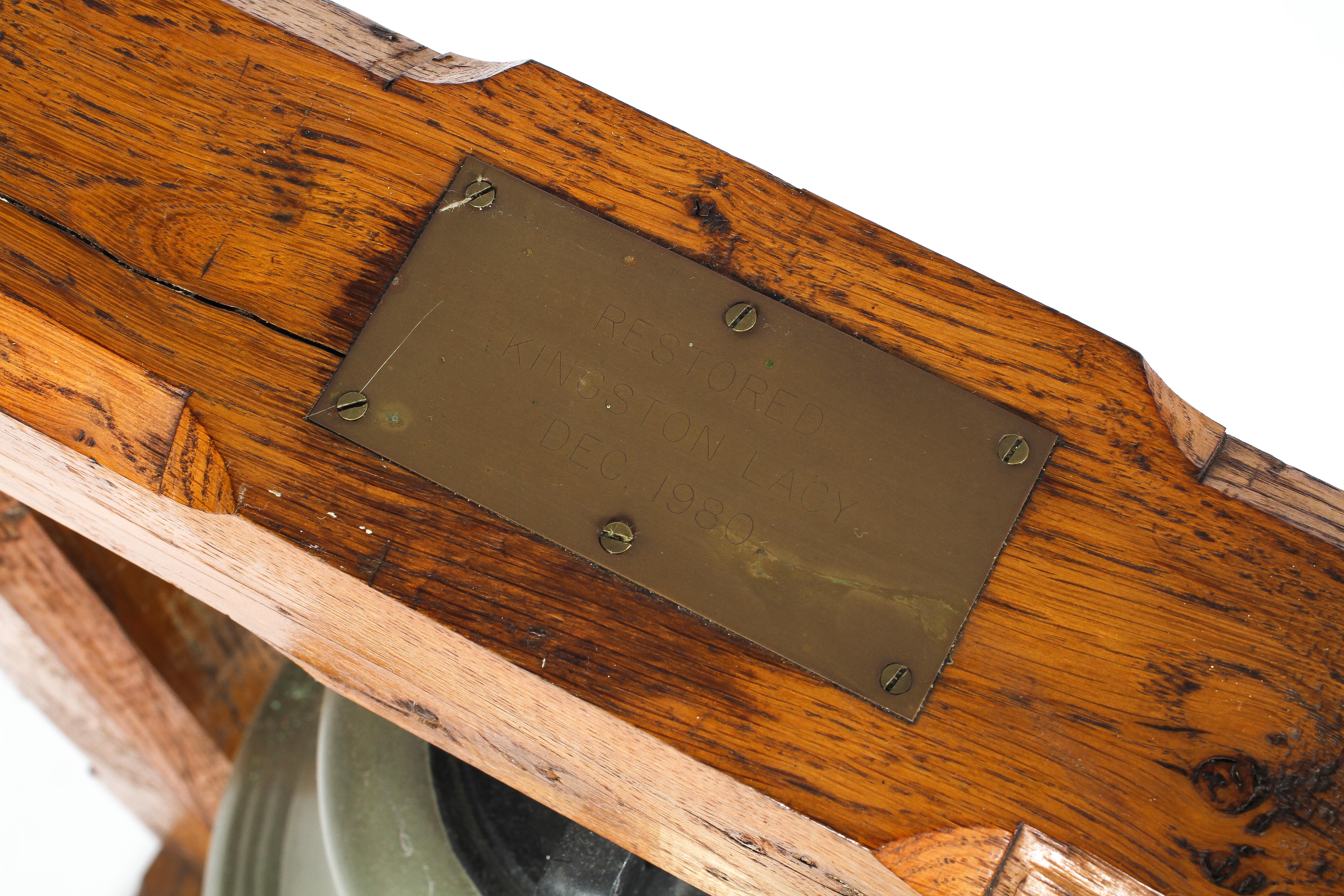 A large brass bell suspended from an oak frame, - Image 3 of 3