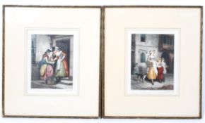 Two 'Cries of London', coloured engravings printed on vellum, after Francis Wheatley R A , 1930',