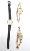 Two ladies 18ct gold cased wristwatches;