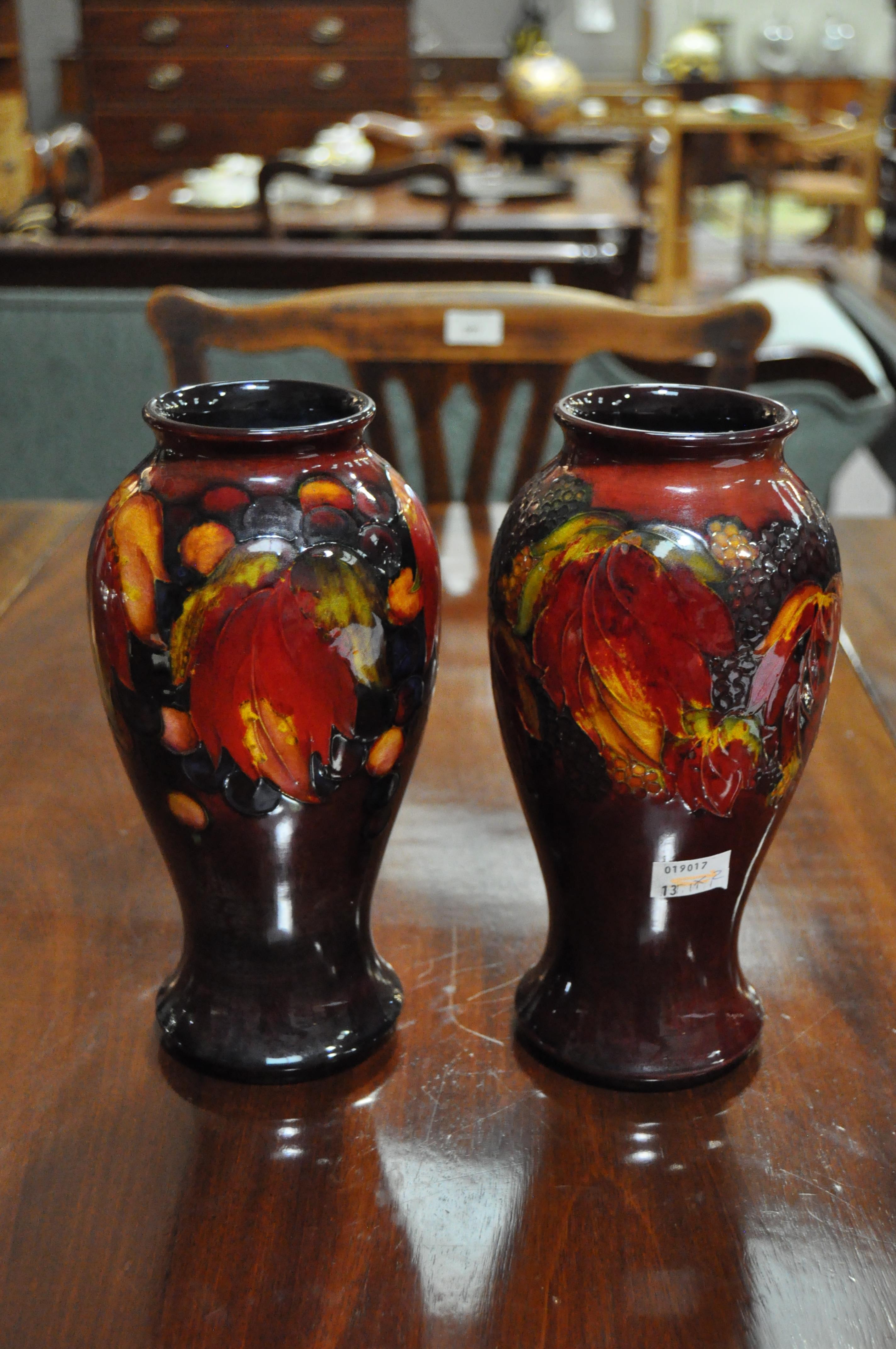 A pair of Moorcroft baluster Leaf and Berry Flambe vases, circa 1934, - Image 6 of 14