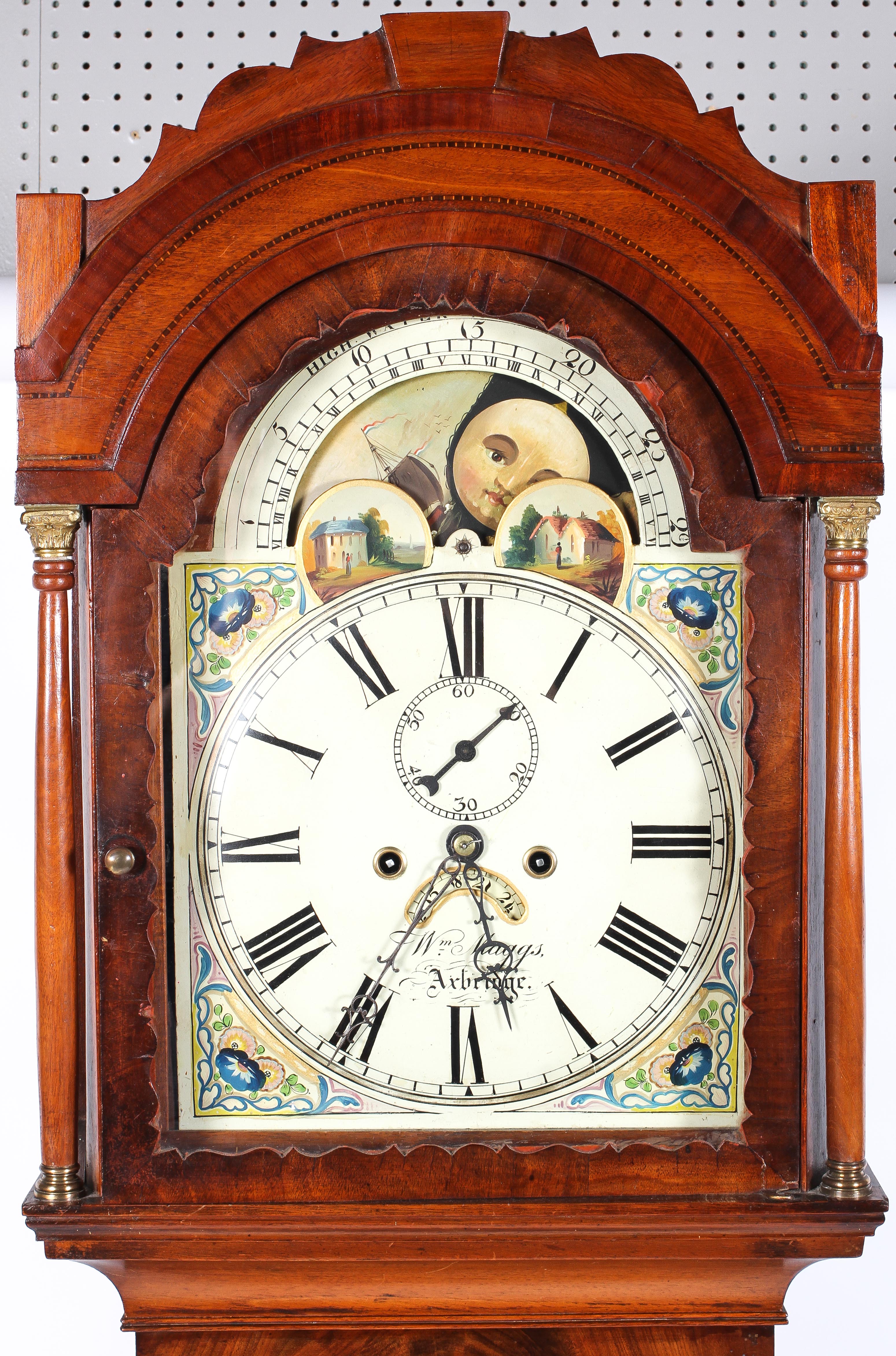 A mahogany and walnut long case clock, the 11" painted dial with floral spandrels, - Image 2 of 3