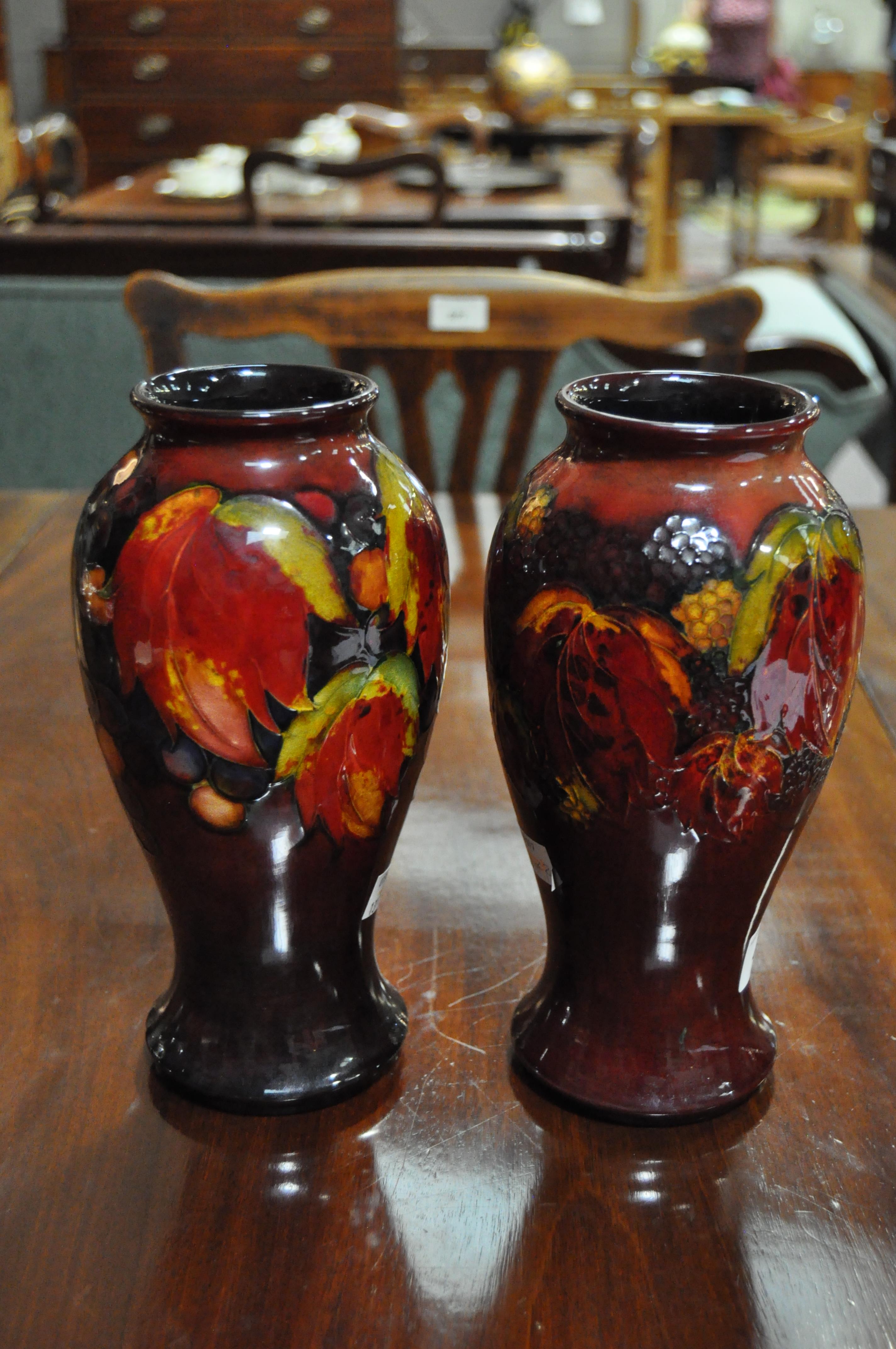 A pair of Moorcroft baluster Leaf and Berry Flambe vases, circa 1934, - Image 7 of 14