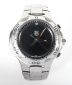 A modern Tag Heuer Kirium quartz stainless steel wristwatch, black dial with silvered hands,