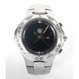 A modern Tag Heuer Kirium quartz stainless steel wristwatch, black dial with silvered hands,