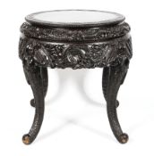 A Chinese hardwood table or large urn stand, late 19th/early 20th century,