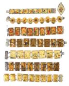 A collection of late 19th/ early 20th century Indian bone and mother of pearl bracelets,