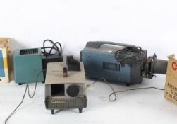 Three vintage slide projectors including a Kodakslide home projector 2, 100-250 volts, 150 watts,