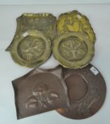 A collection of Arts and Crafts copper and brass dishes and trays, in assorted sizes and designs,