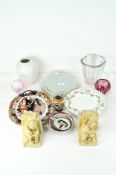 A collection of assorted ceramics and glassware, including a Poole pottery vase, Japanese vase,