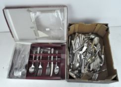 A quantity of vintage and modern silver plated and stainless steel flatware,