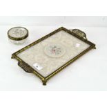 A Victorian tray and glass based trinket box,
