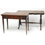 Two 19th century tables, one mahogany, the other being rosewood, with carved and turned motifs,