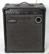 A Laney Linebacker amplifier, within a leatherette case with handle to the top,