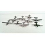 Nine Dinky diecast model aircraft