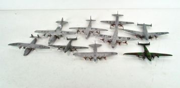 Nine Dinky diecast model aircraft