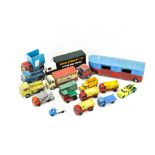 A group of play worn die-cast vehicles, by Corgi and Matchbox, among others,