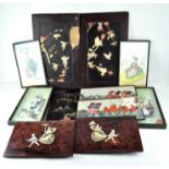 A group of early 20th century Chinese and Japanese items including two lacquered Japanese panels