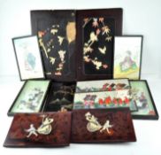 A group of early 20th century Chinese and Japanese items including two lacquered Japanese panels